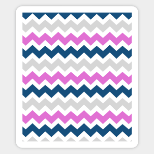 Pink Navy Blue Grey Chevron Pattern Sticker